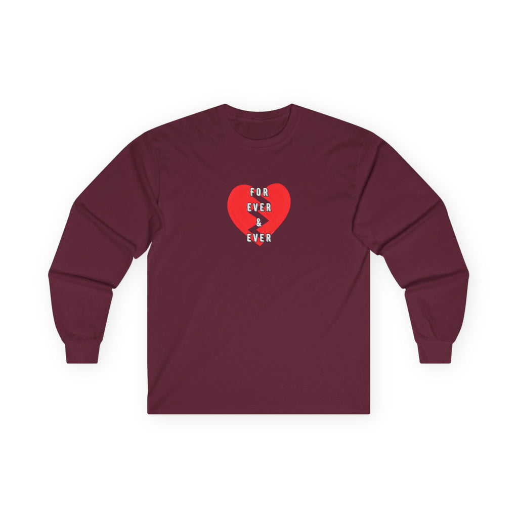 For Ever & Ever Broken Heart Long Sleeve Tee 100% Cotton Retro Heart T-Shirt Emo Goth Alternative Gift