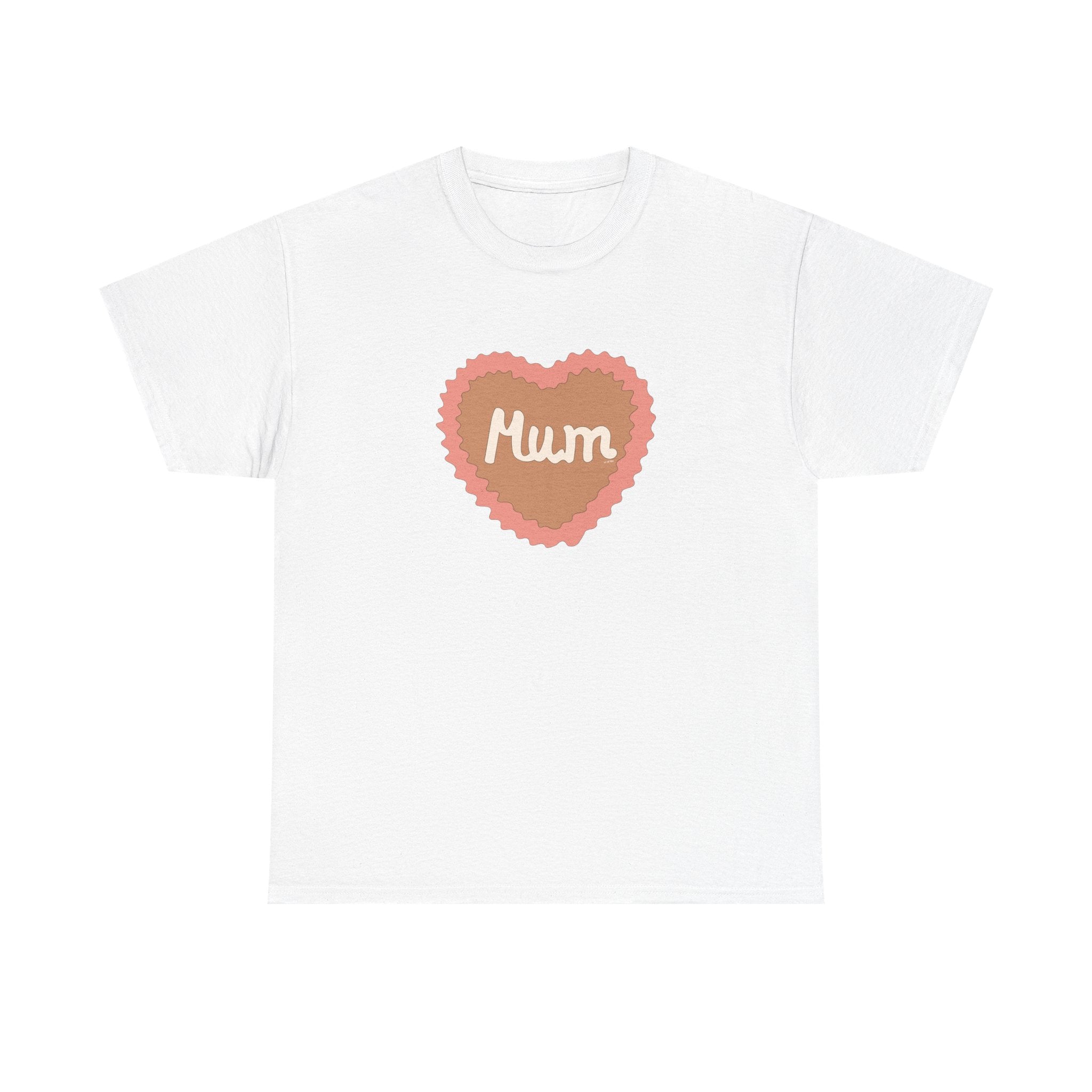 Mum Heart Printed T-Shirt 100% Cotton Novelty Love Heart Mum Mom Tee Birthday Mother's Day Gift