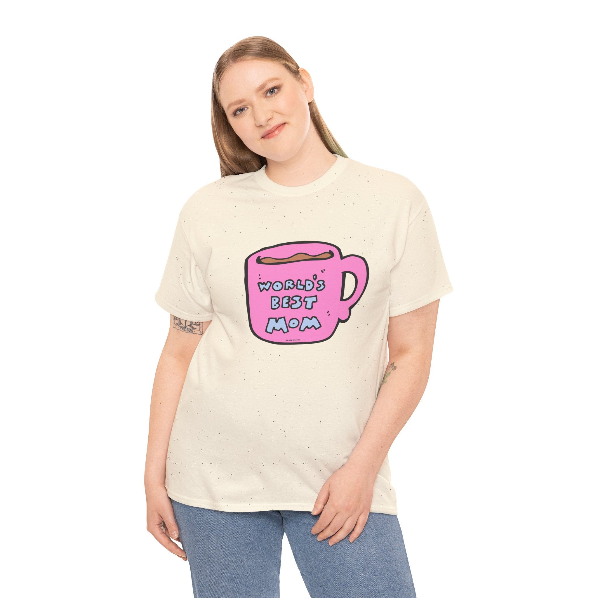 World's Best Mom Printed T-Shirt 100% Cotton Novelty Mum Mom Tee Birthday Mother's Day Gift