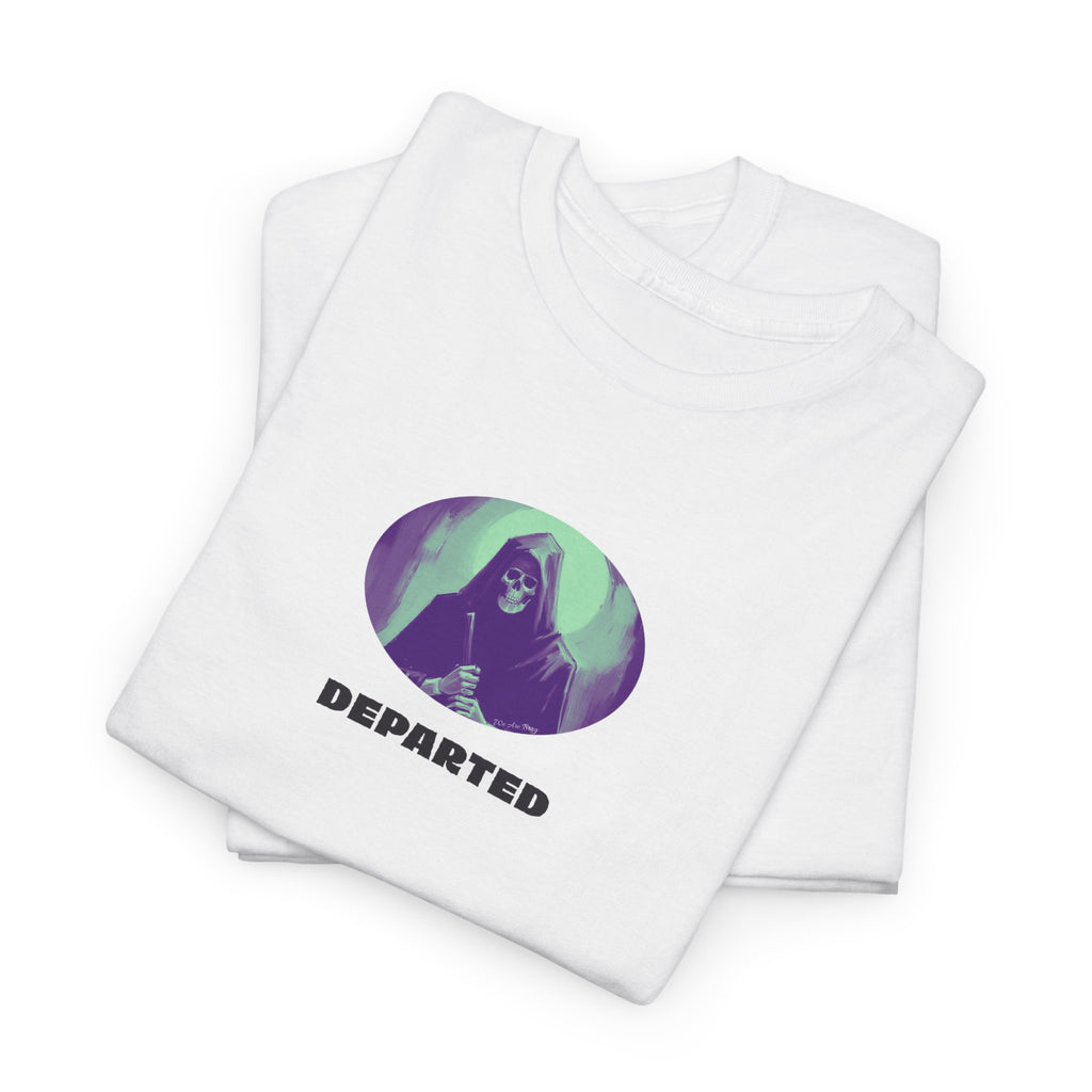 Departed Grim Reaper Printed T-Shirt 100% Cotton Novelty Scary Halloween Skeleton Tee
