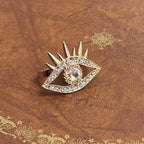 Unique Diamante Illuminati Eye Ring Double Finger Gold Tone Adjustable Size