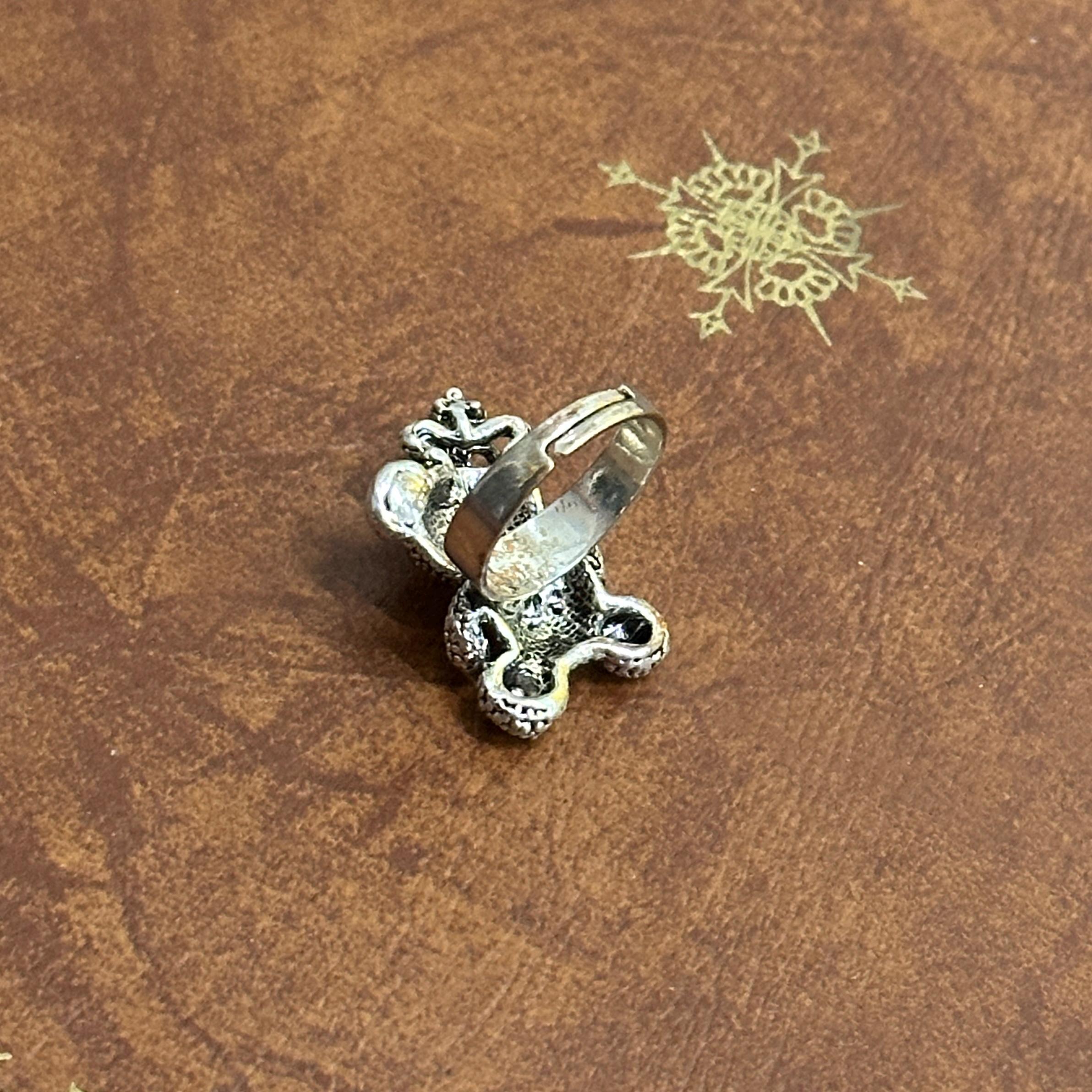 Diamante Princess Teddy Bear Crown Ring Silver Tone Various Colour Stones Adjustable Size