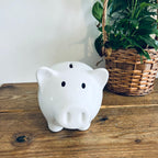 Large Novelty Classic Retro Piggy Bank White 19cm Unique Gift