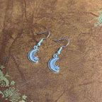 Crescent Moon Charm Drop Earrings