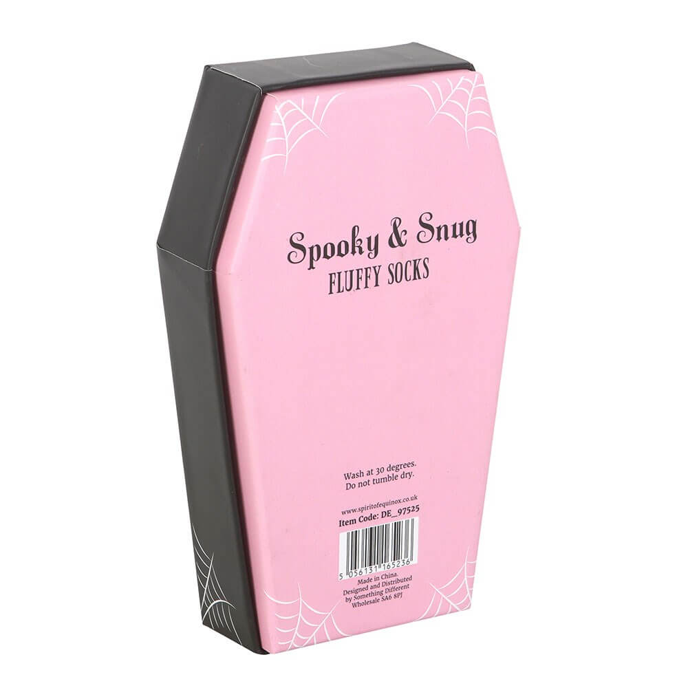 Gothic Gifts Pink & Black Striped Socks in Coffin Gift Box