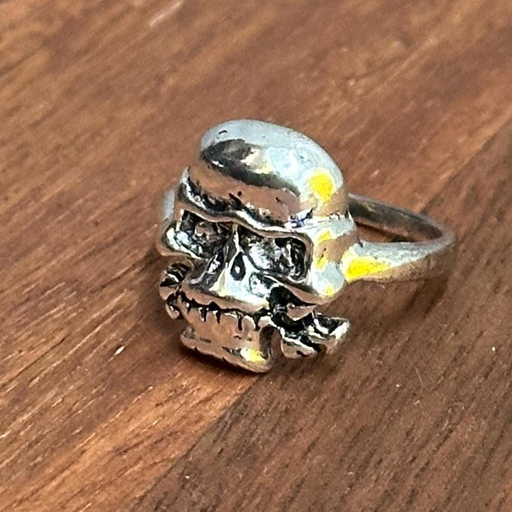 Old Skool Gothic Biker Skull & Crossbones Statement Ring Silver Tone Halloween Pirate Ring - Various