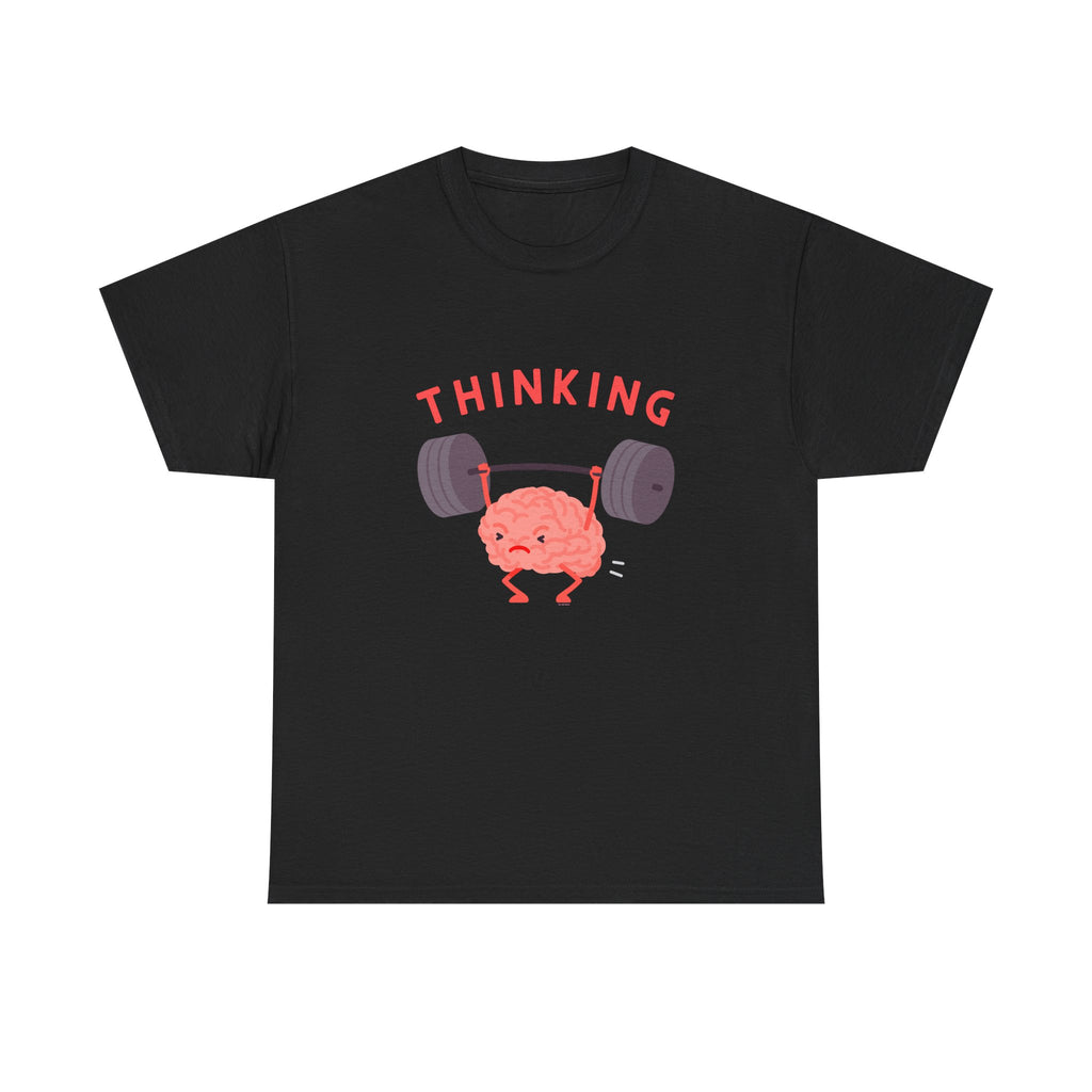 Thinking Brain Printed T-Shirt 100% Cotton Novelty Funny Weightlifting Brainy Tee Gift