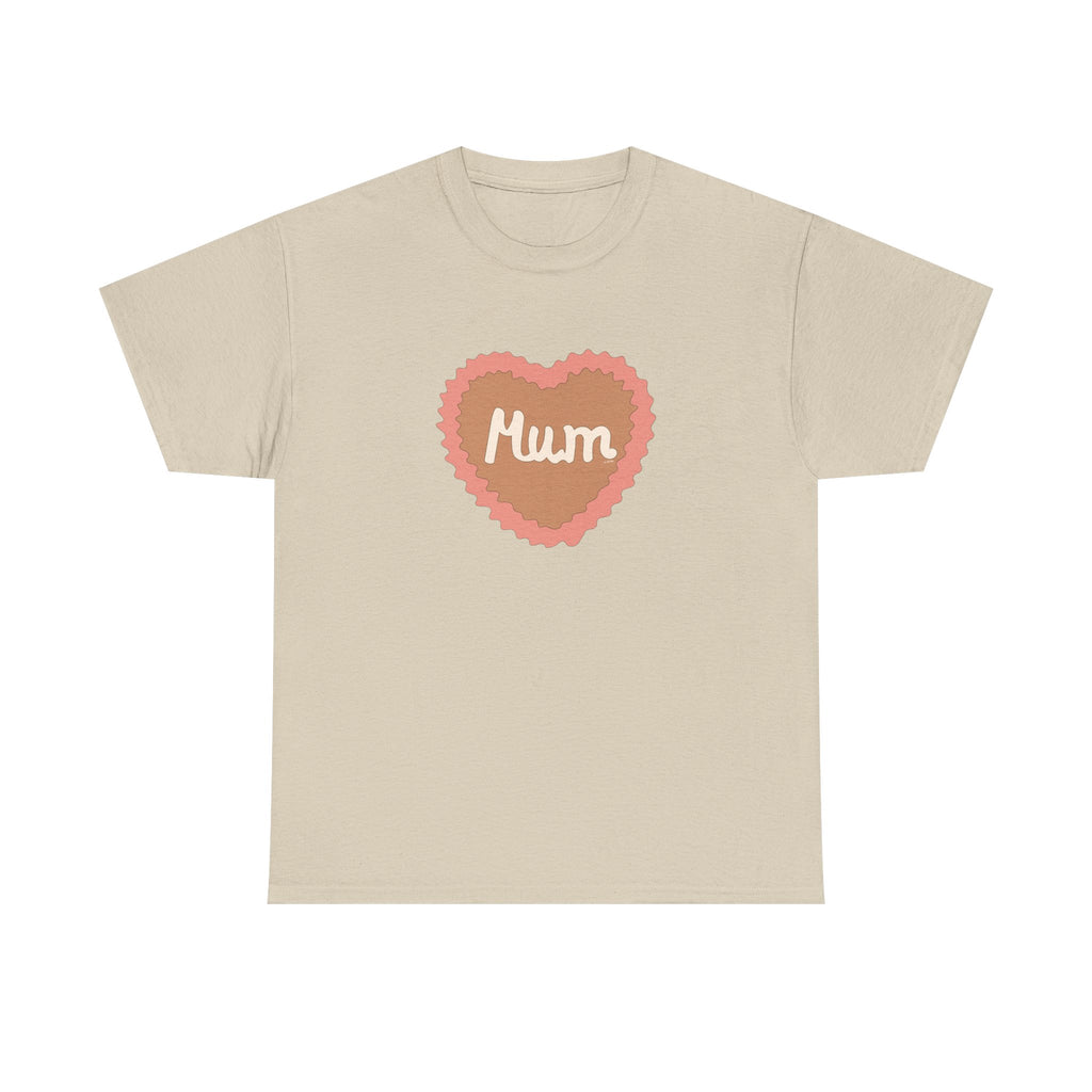 Mum Heart Printed T-Shirt 100% Cotton Novelty Love Heart Mum Mom Tee Birthday Mother's Day Gift