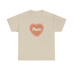 Mum Heart Printed T-Shirt 100% Cotton Novelty Love Heart Mum Mom Tee Birthday Mother's Day Gift