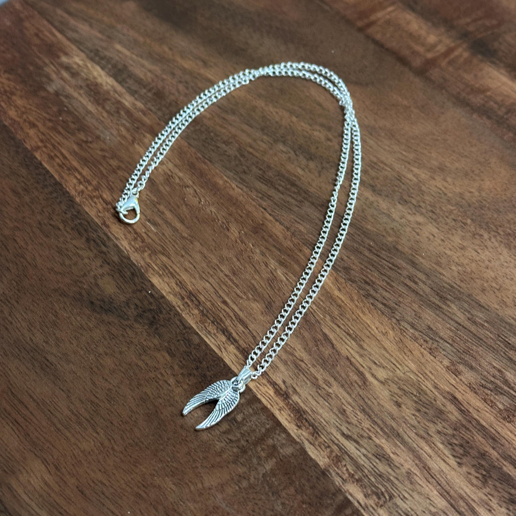 Handmade Native American Double Wings Pendant Necklace Silver Plate Lucky Charm Gift