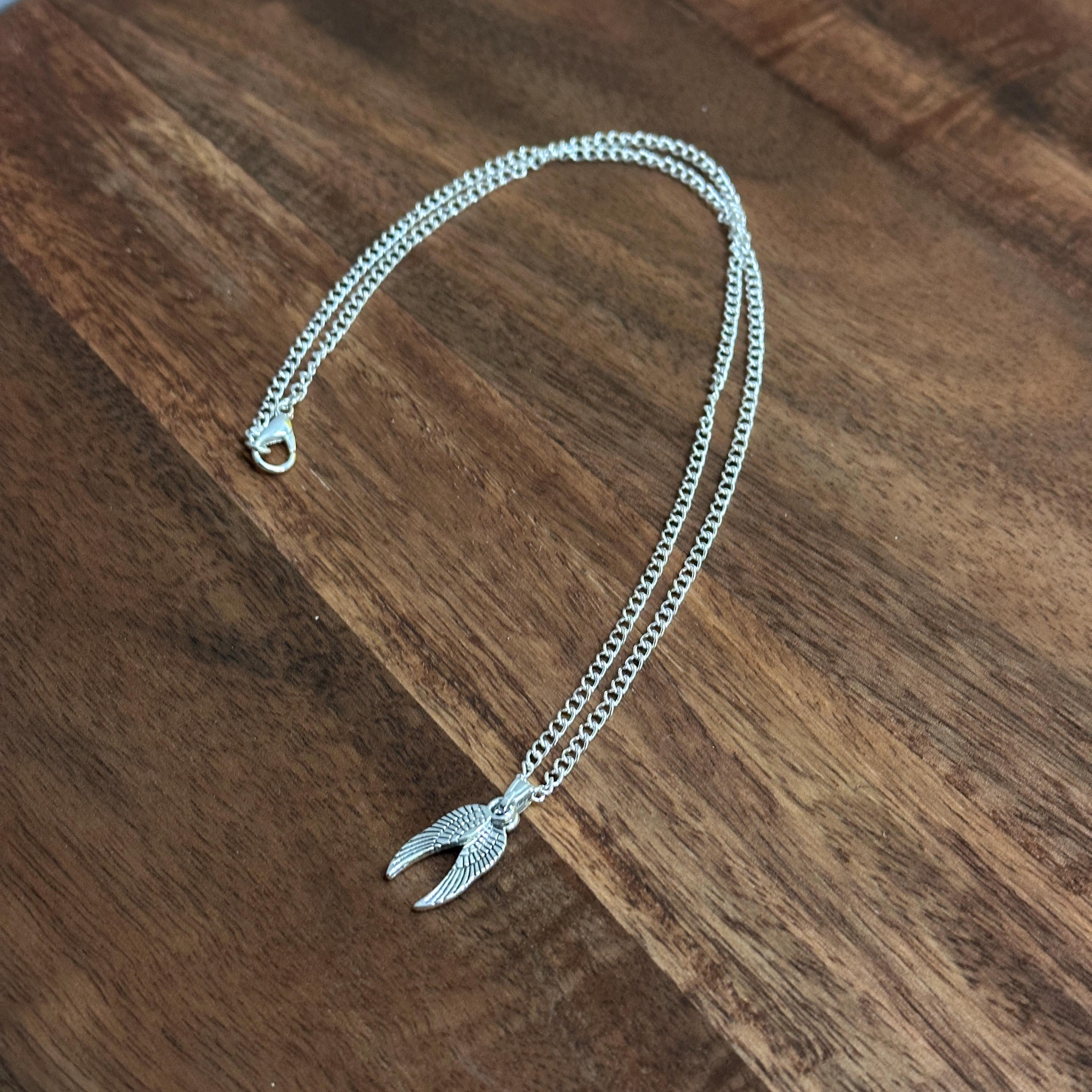 Handmade Native American Double Wings Pendant Necklace Silver Plate Lucky Charm Gift