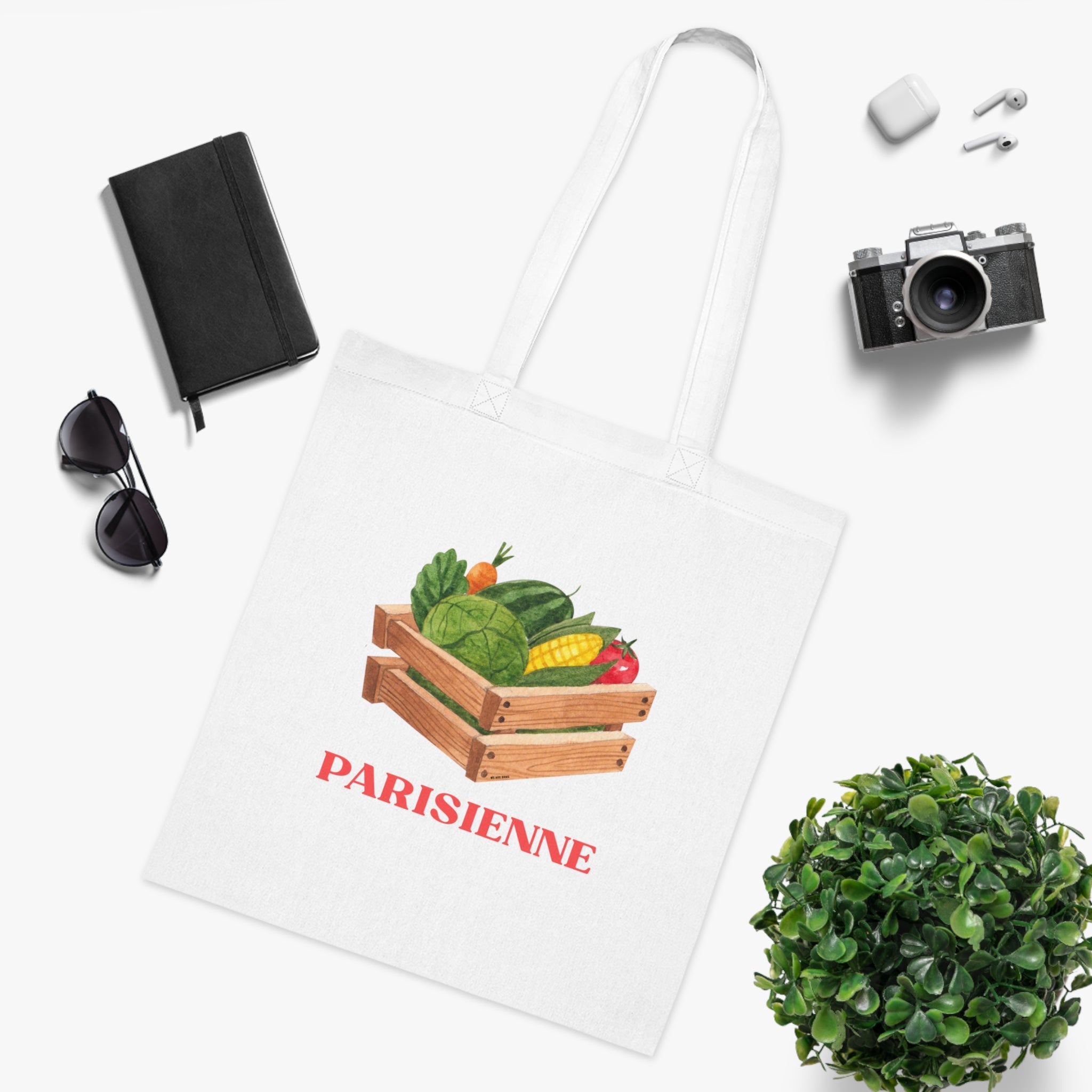Parisienne Vegetables Printed Cotton Tote Bag Reusable Shopping Bag Gift