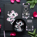 Gothic Gifts Snake Keyring with Rose Quartz Crystal