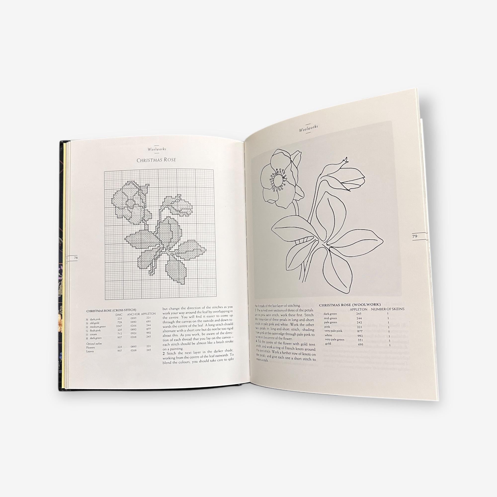 55 Flower Designs - For Cross Stitch, Canvaswork And Crewel Embroidery - Hardback Book (Jane Greenof