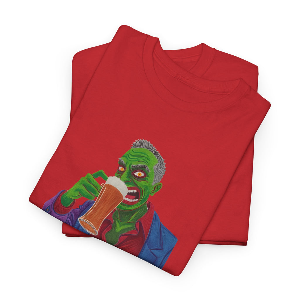 Beer Monster Printed T-Shirt 100% Cotton Novelty Scary Zombie Halloween Tee