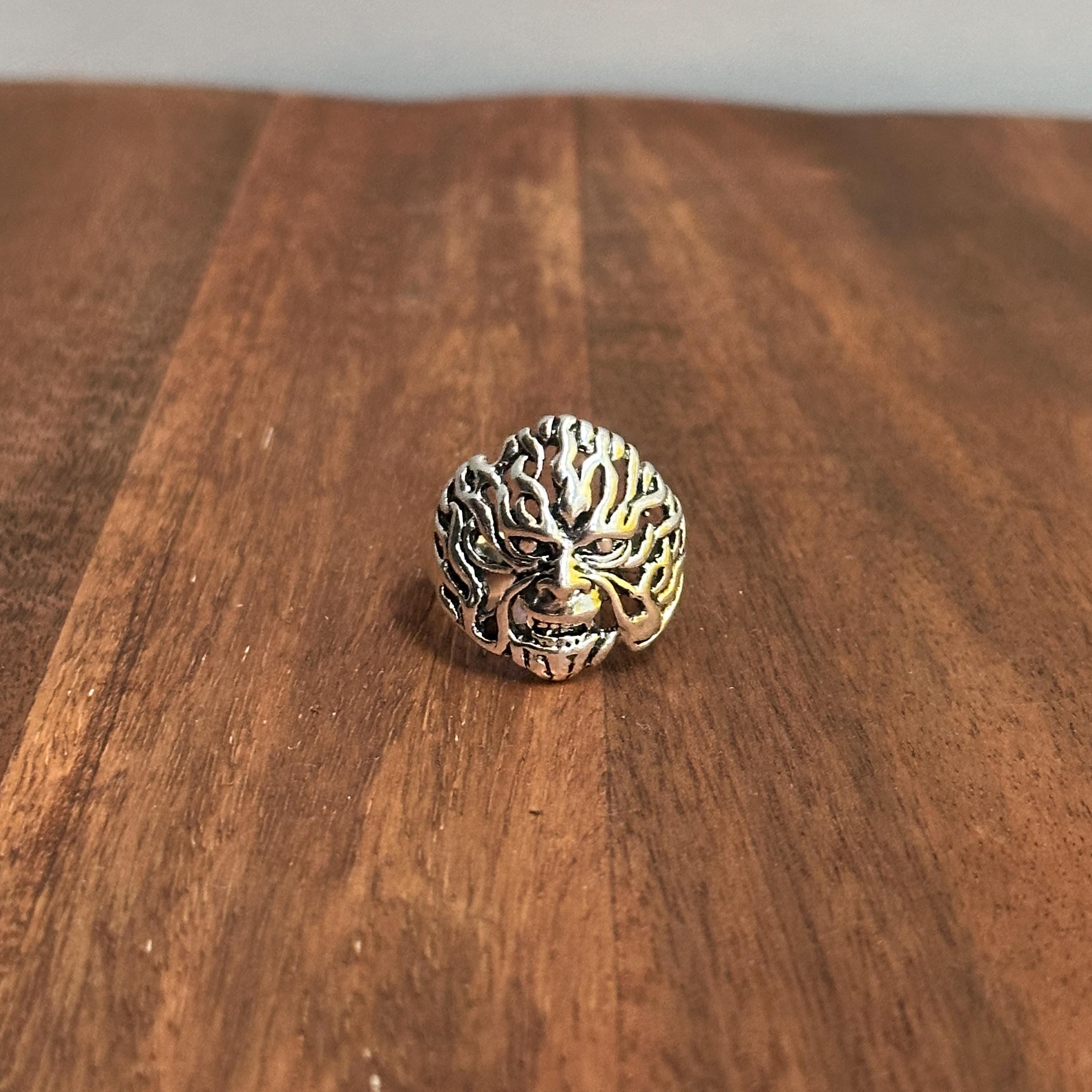 Oversized Gothic Horror Demon Skull Statement Ring Silver Tone Halloween Witch Ring - Various Sizes