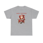 Merry Christmas Santa Throne Printed T-Shirt 100% Cotton Novelty Santa Claus Xmas Tee Gift