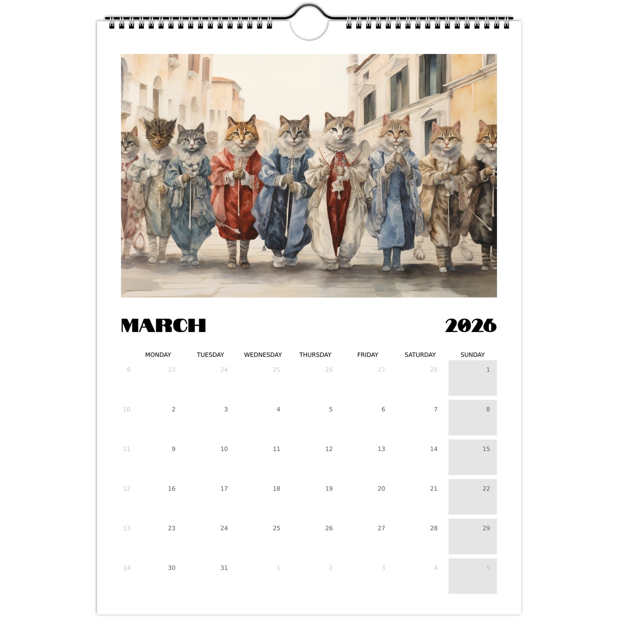 🐾 Venetian Cats 2026 Wall Calendar – A Year of Feline Magic in Venice