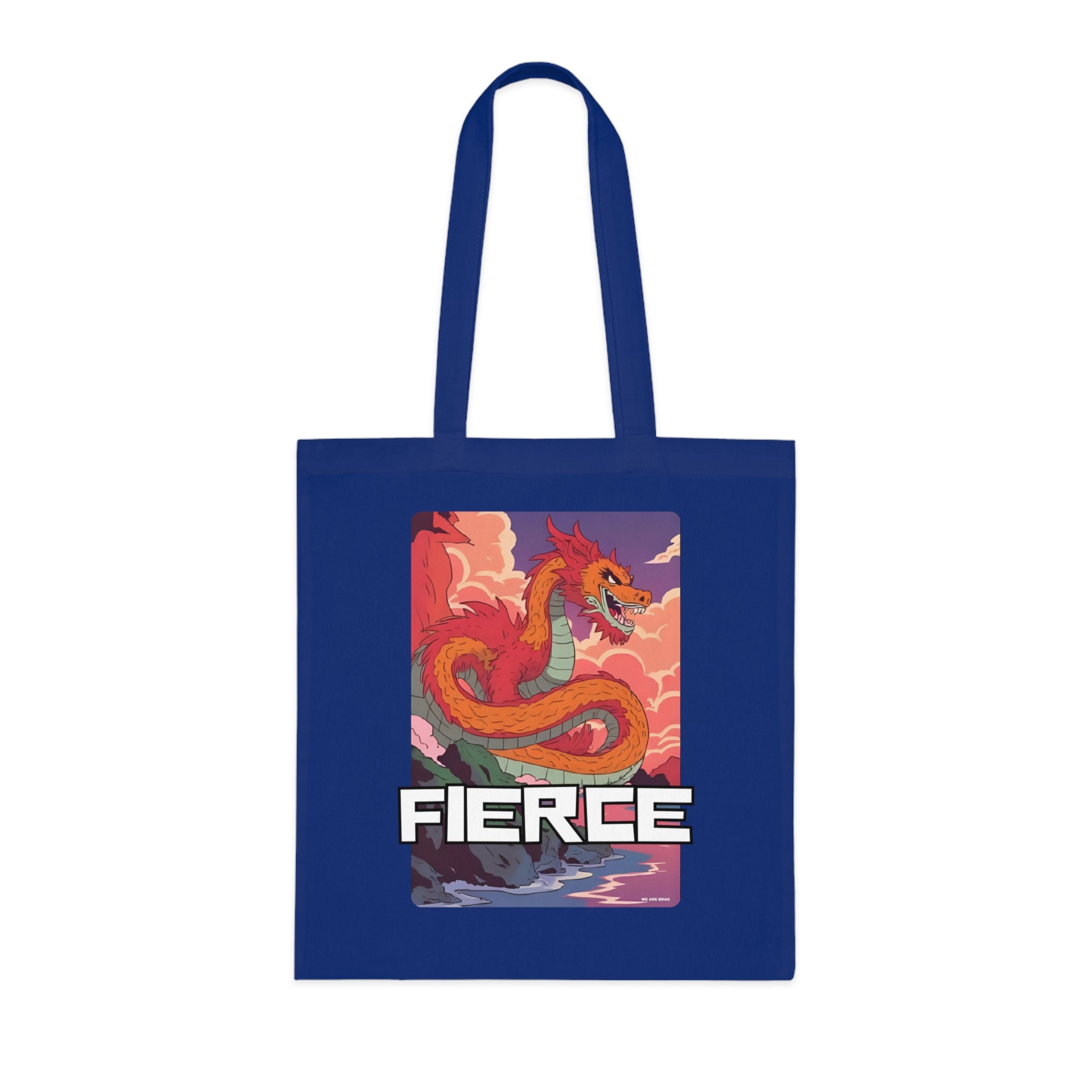 Fierce Anime Dragon Printed Cotton Tote Bag Reusable Shopping Bag Japanese Anime Art Gift
