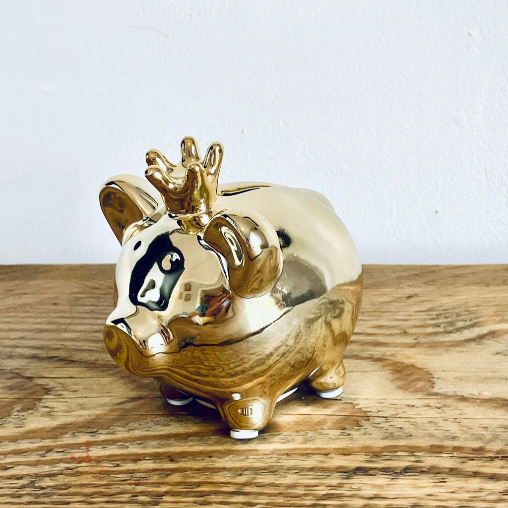Mini Novelty Retro Princess Pig Piggy Bank Gold 8.5cm Unique Gift