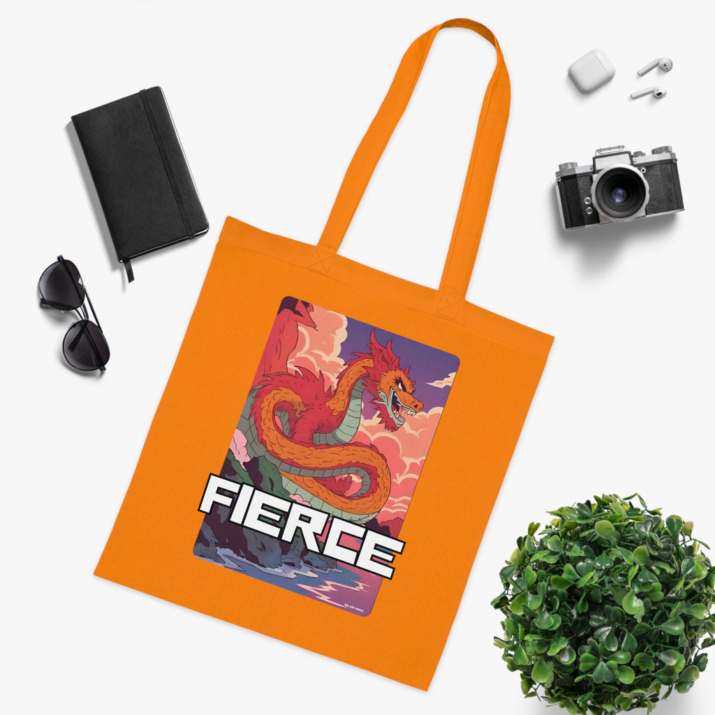 Fierce Anime Dragon Printed Cotton Tote Bag Reusable Shopping Bag Japanese Anime Art Gift
