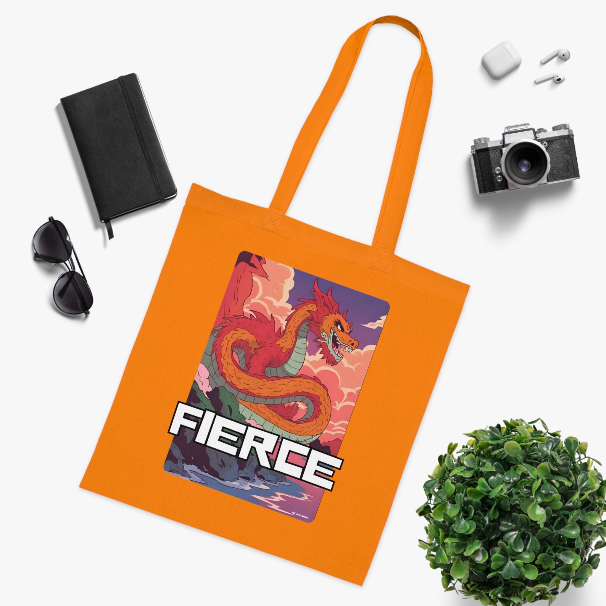 Fierce Anime Dragon Printed Cotton Tote Bag Reusable Shopping Bag Japanese Anime Art Gift