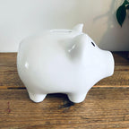 Large Novelty Classic Retro Piggy Bank White 19cm Unique Gift