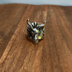Oversized Mythological Ox Head Ring Alternative Gothic Statement Silver Tone - Size V