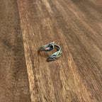 Unique Wrap Around Peacock Ring Silver Tone Adjustable - Size R 1/2