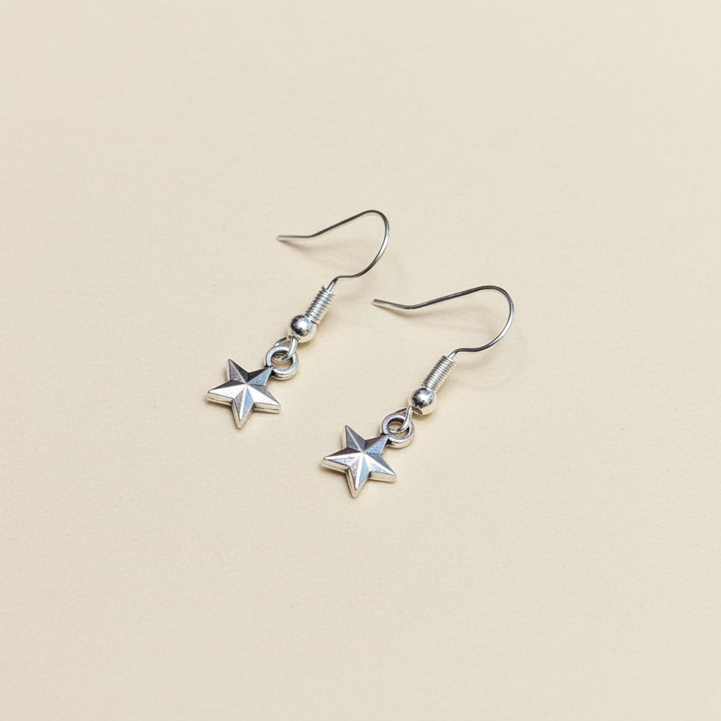 Crescent Moon Charm Drop Earrings