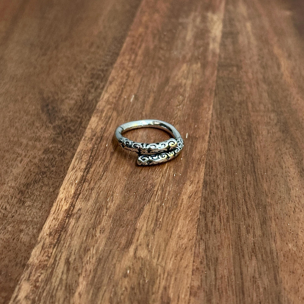 Celtic Patterned Stackable Open Ring Silver Tone - Size P