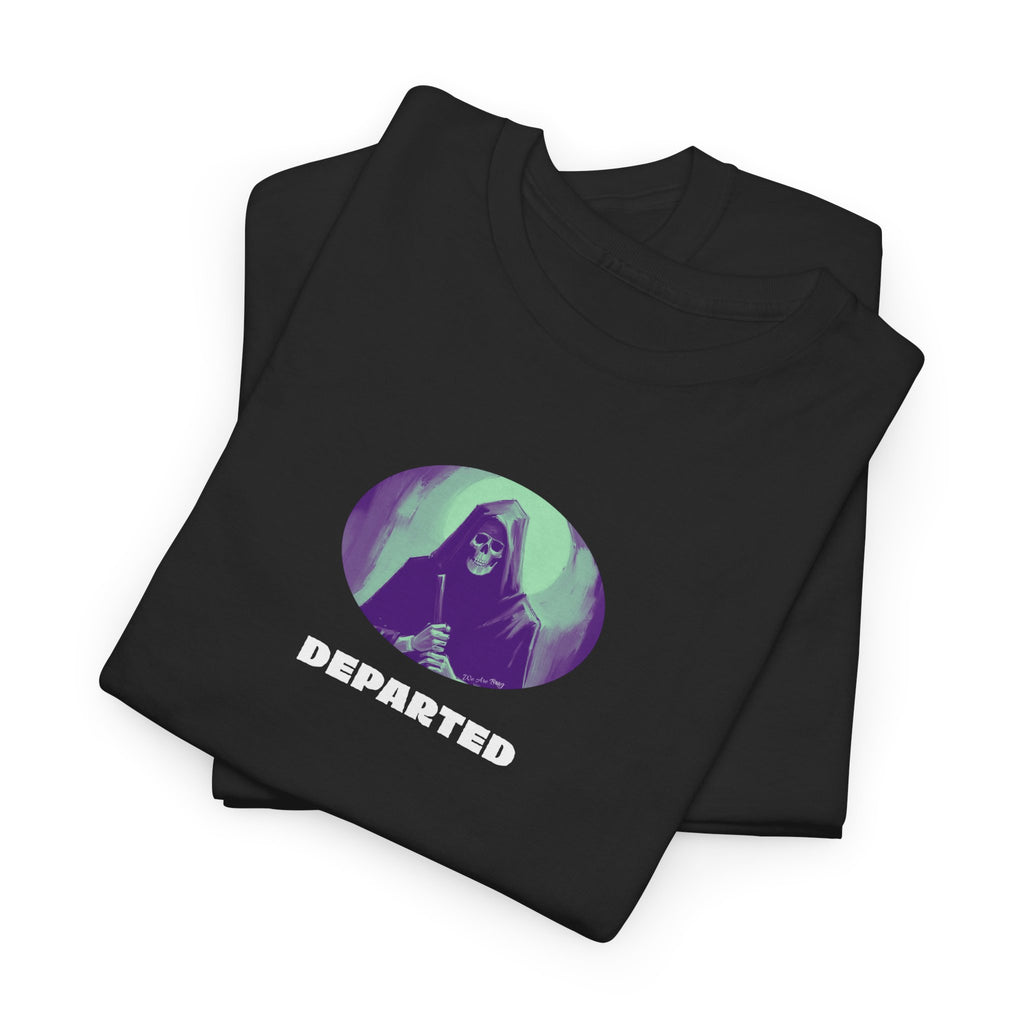 Departed Grim Reaper Printed T-Shirt 100% Cotton Novelty Scary Halloween Skeleton Tee