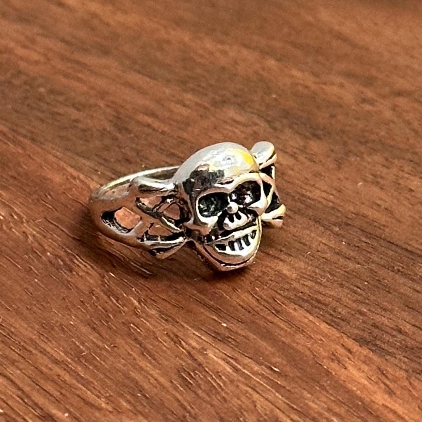 Alternative Gothic Biker XX Skull Ring Silver Tone Halloween Pirate Ring - Various Sizes