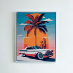Framed Miami Muscle Car Print 50cm