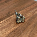 Oversized Mythological Ox Head Ring Alternative Gothic Statement Silver Tone - Size V