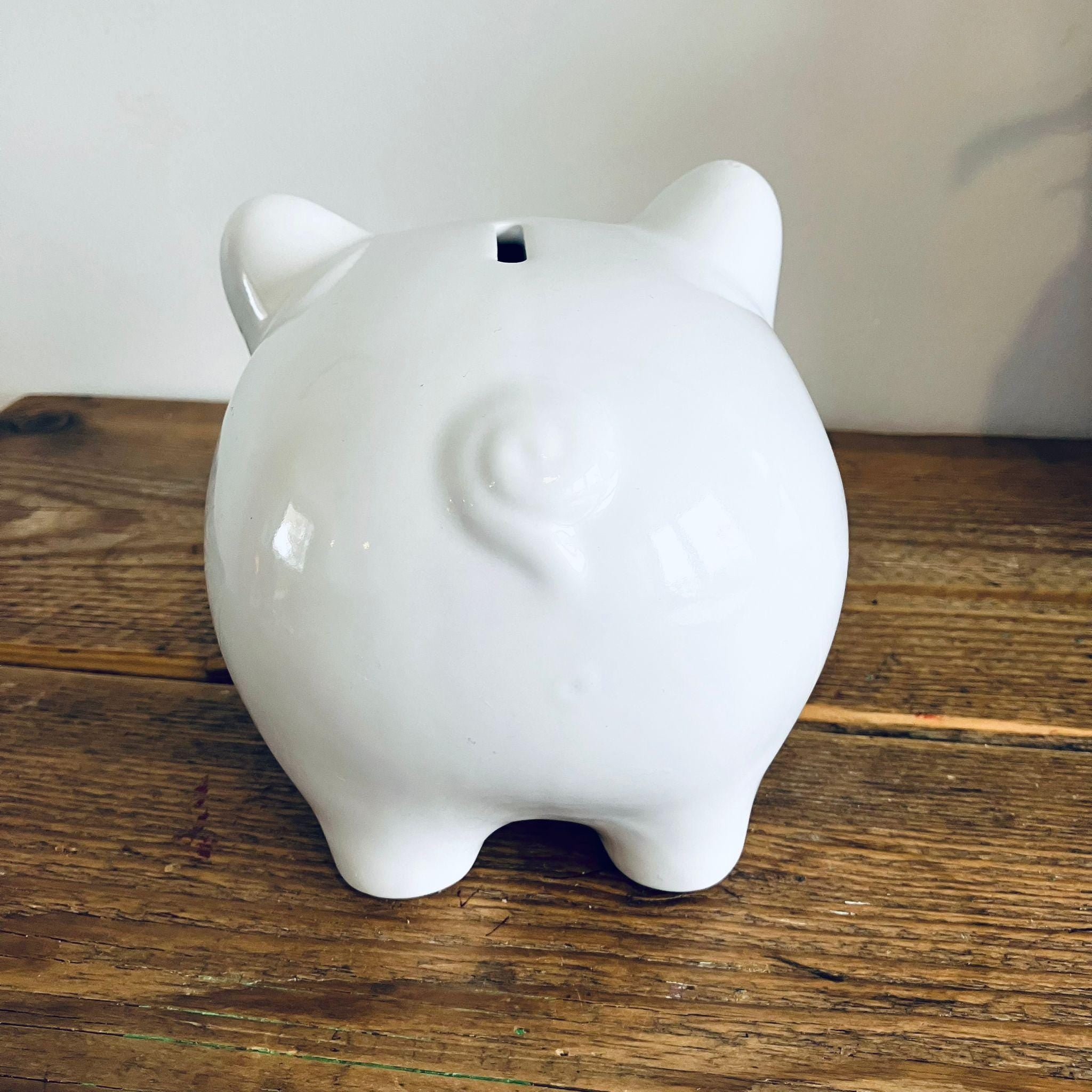 Large Novelty Classic Retro Piggy Bank White 19cm Unique Gift