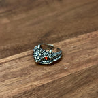 Alternative Gothic Dragon Head Ring Silver Tone Red Eye Open Adjustable Ring - Size Q