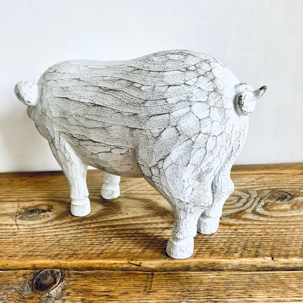 Large Classic Shabby Chic Pig Ornament Figurine White Unique Kitchen Homeware Gift 29cm