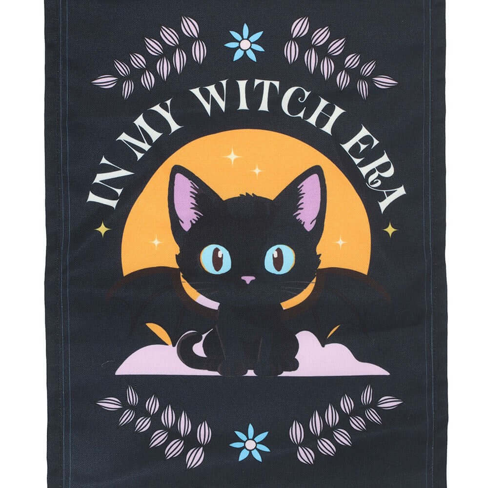 Gothic GiftsIn My Witch Era Bat Cat Fabric Wall Hanging