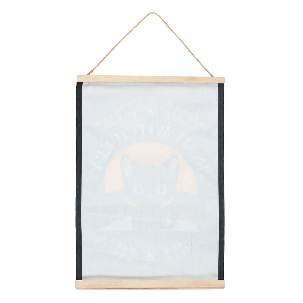 Gothic GiftsIn My Witch Era Bat Cat Fabric Wall Hanging