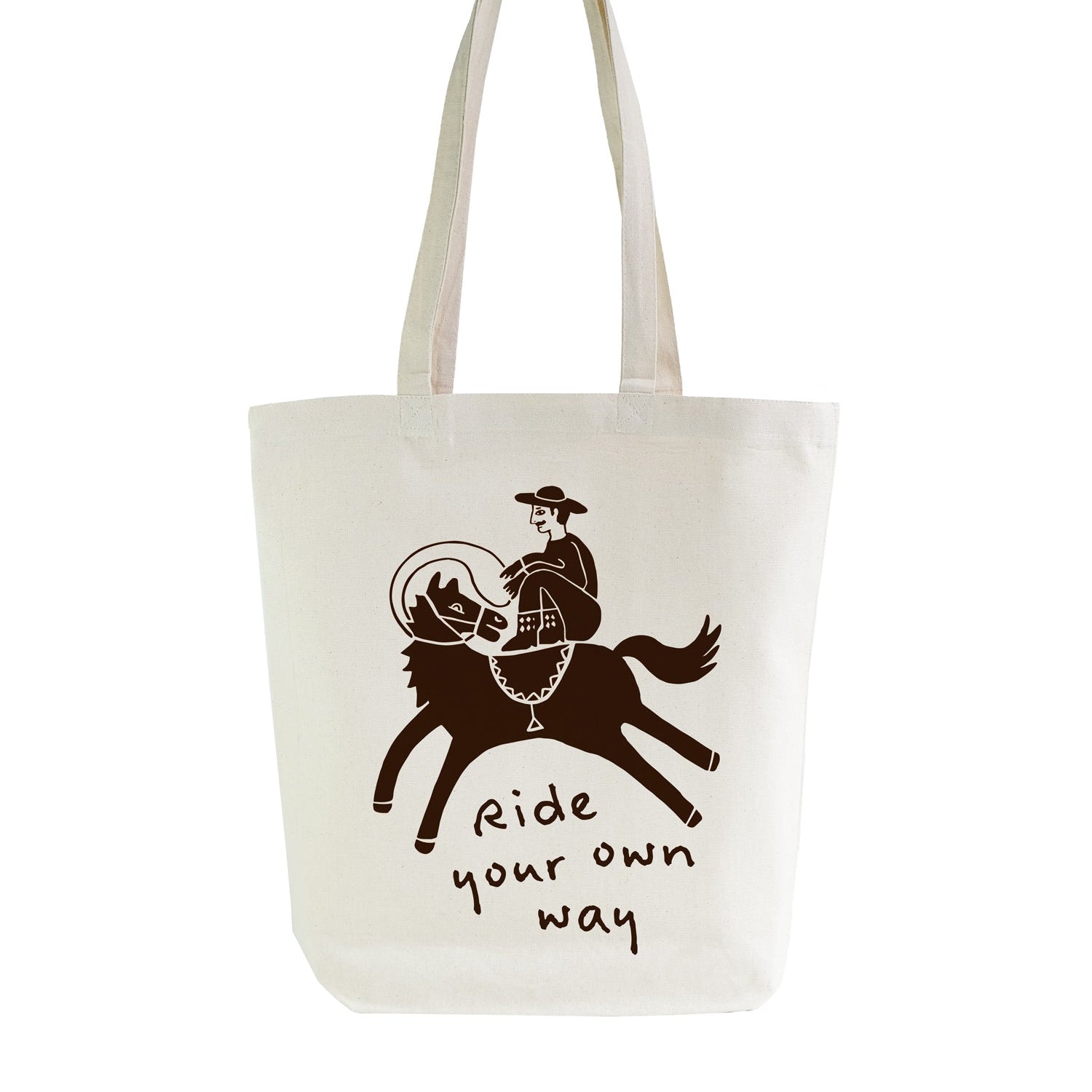 Ride Your Own Way Canvas Shopping Tote Bag - fancy cowboy on a horse
