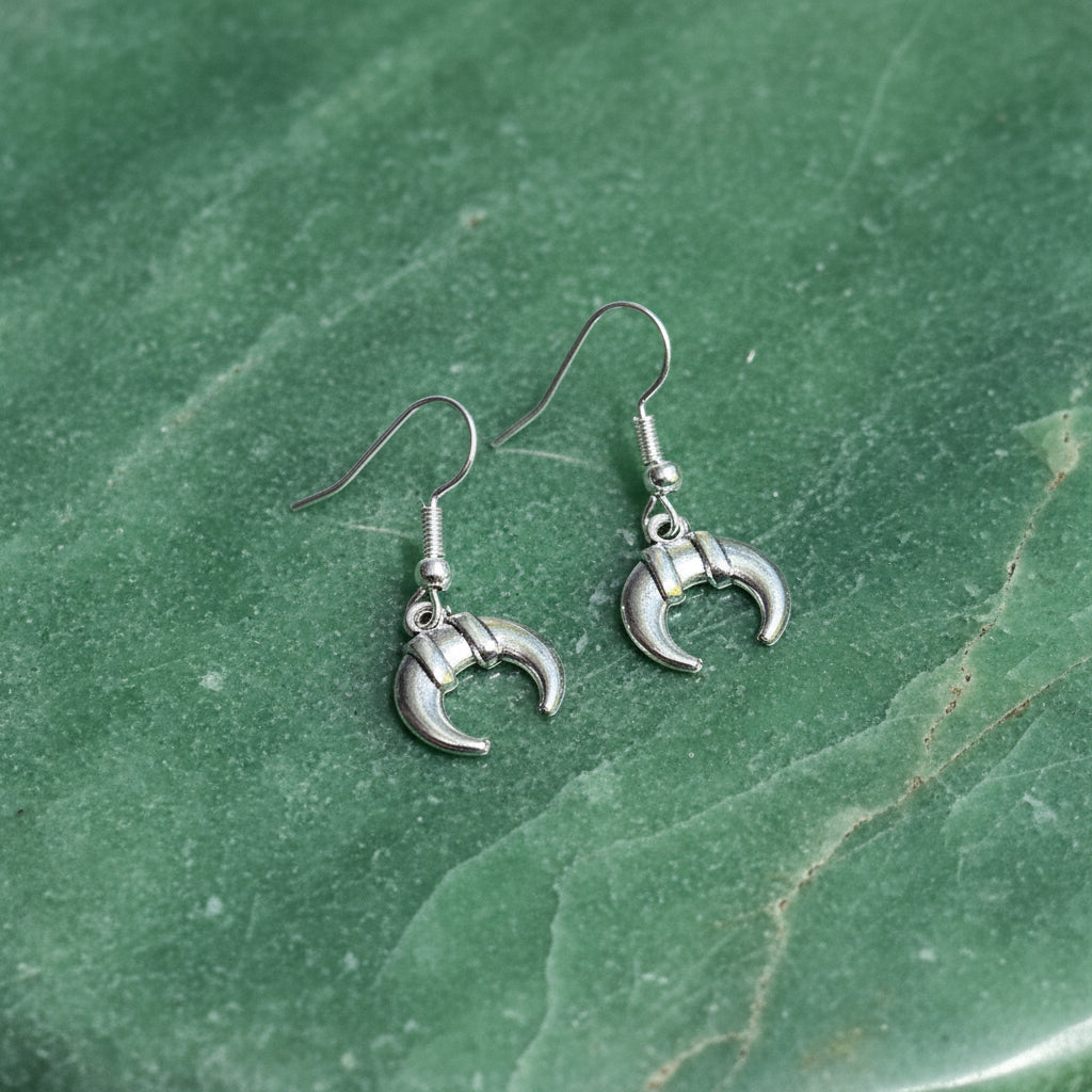 Crescent Horn Charm Drop Earrings