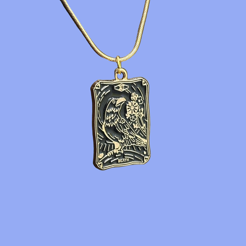 Death tarot card pendant necklace