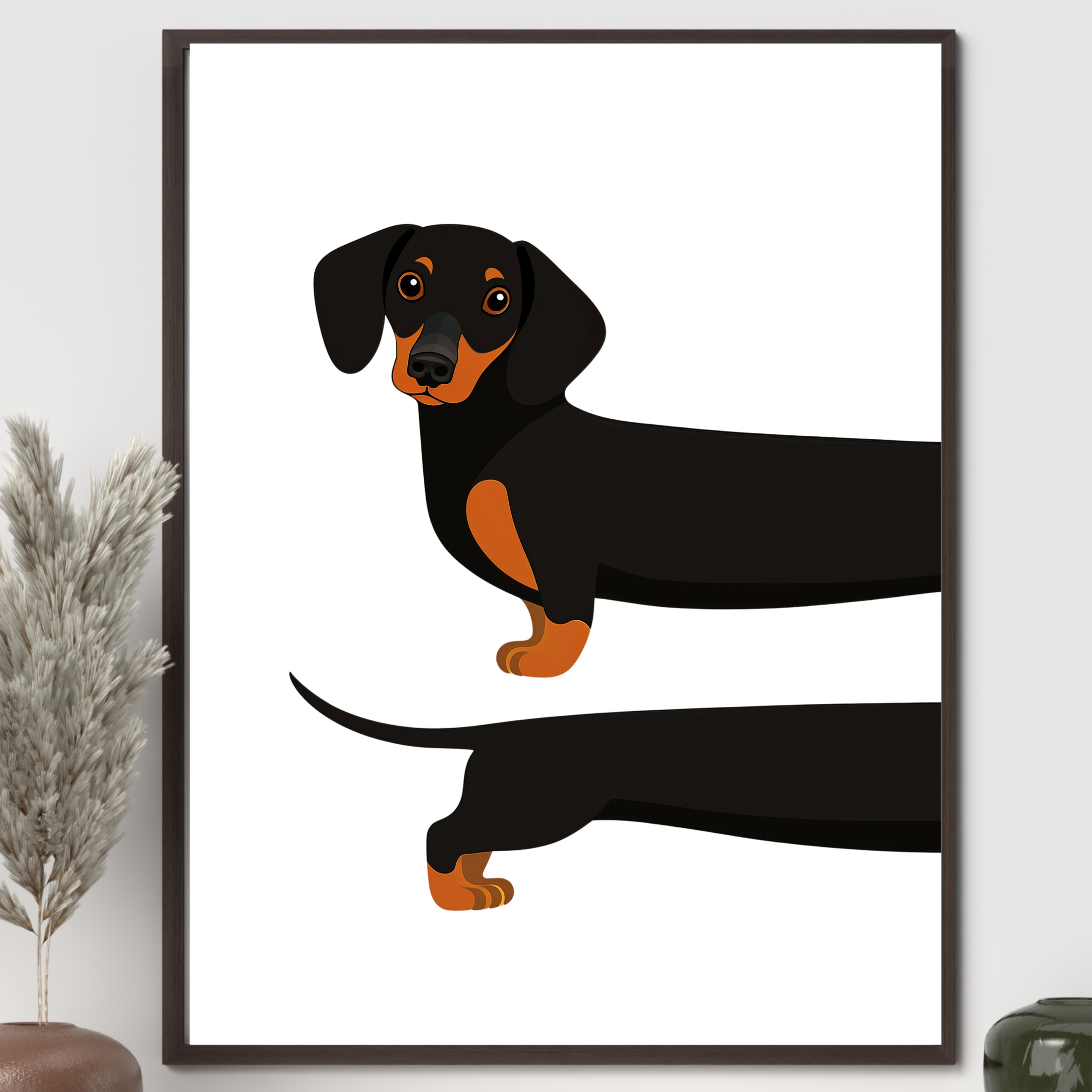 Stretchy Sausage Dog – Minimalist Dachshund Wall Art