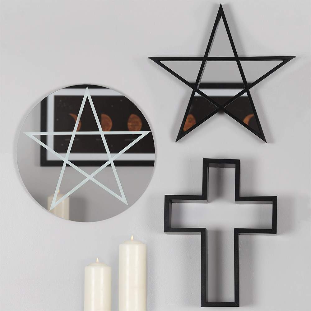 Gothic Gifts Black Framed Pentagram Mirror
