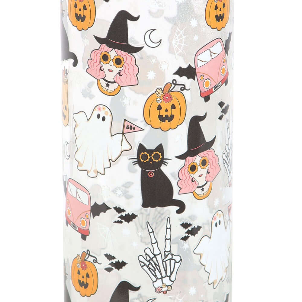 Gothic Gifts  Groovy Ghost Print Glass Water Bottle