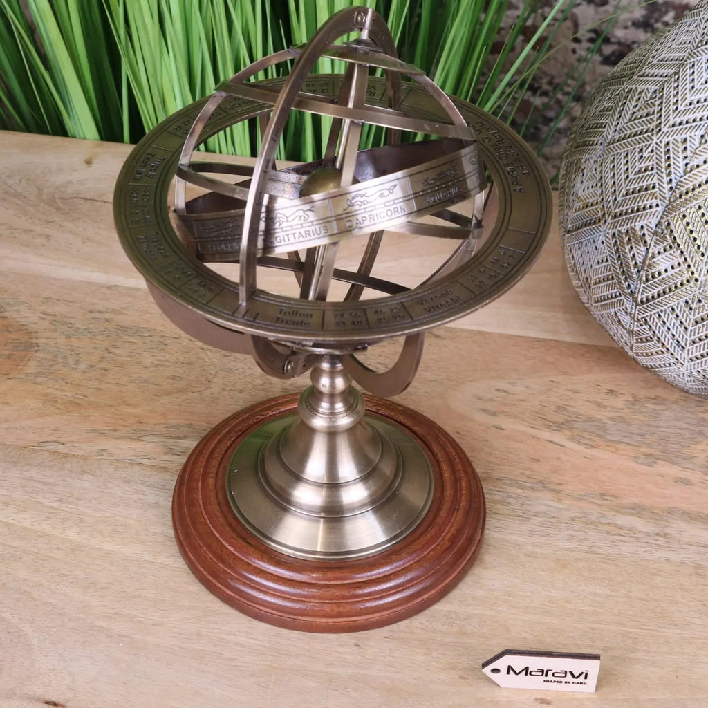 Ponnur Large Brass Armillary Sphere Ornament 30cm