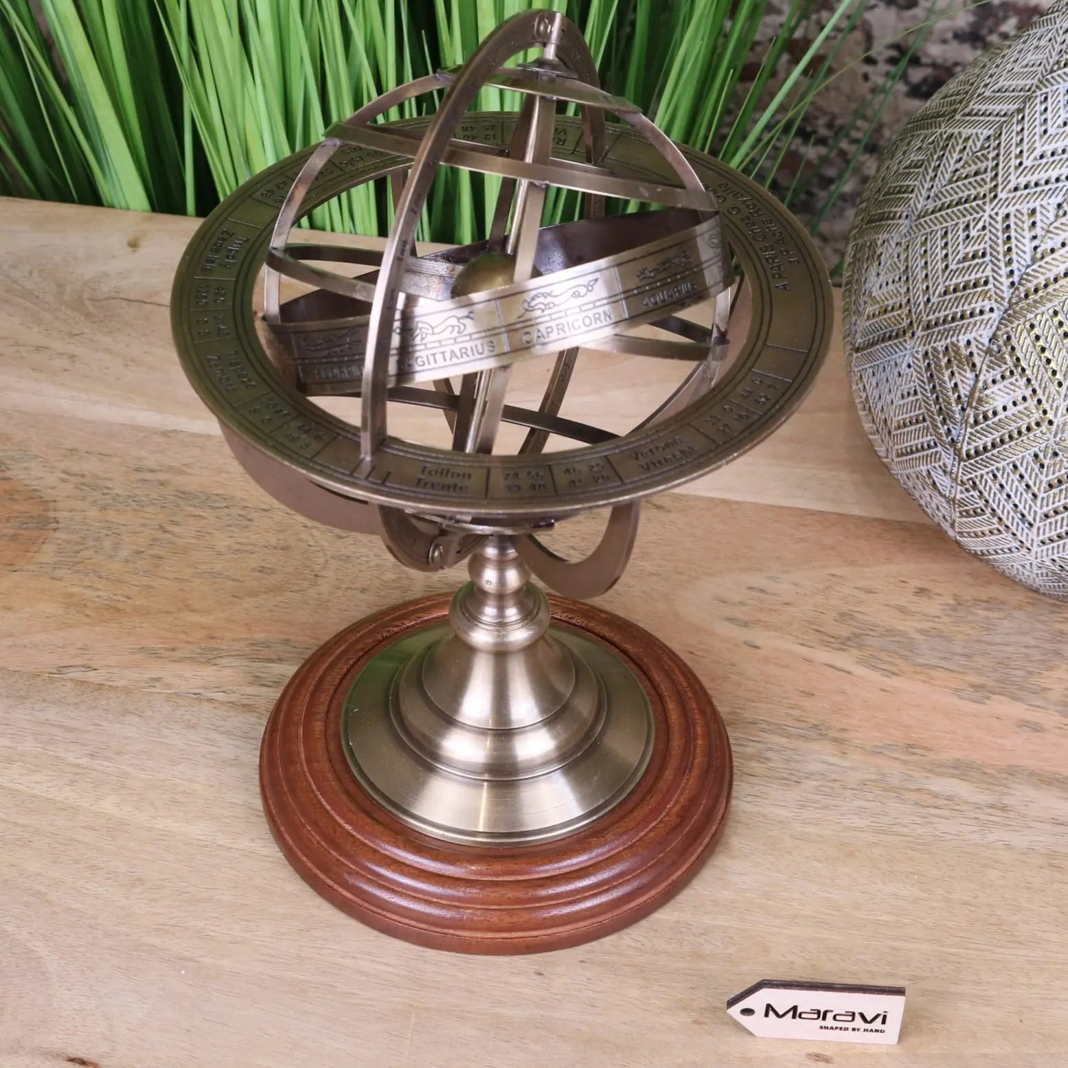 Ponnur Large Brass Armillary Sphere Ornament 30cm