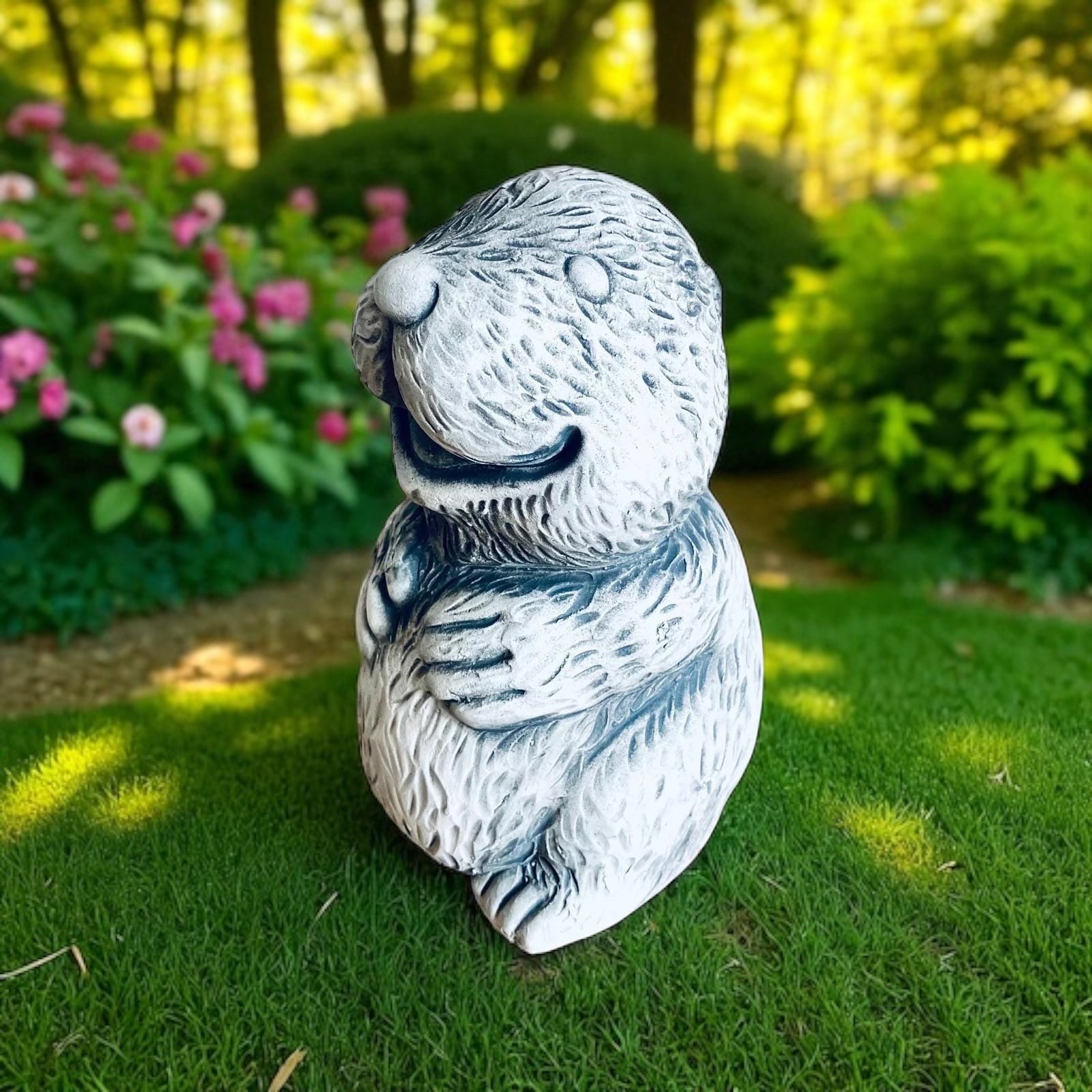Novelty Garden Laughing Beaver Statue Ornament Statue Black/Grey Gardener&#39;s Gift 13cm