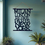 Handmade Famous Fashion Cities Wooden Wall Plaque Hanging Homeware Decor